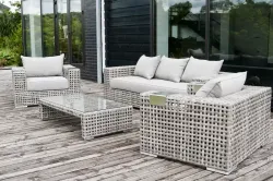 "Тито" лаунж-зона из искусственного ротанга, цвет серый