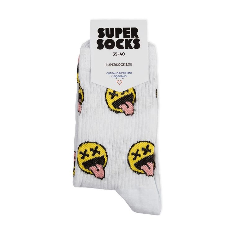 Носки SUPER SOCKS Смайлики, белый