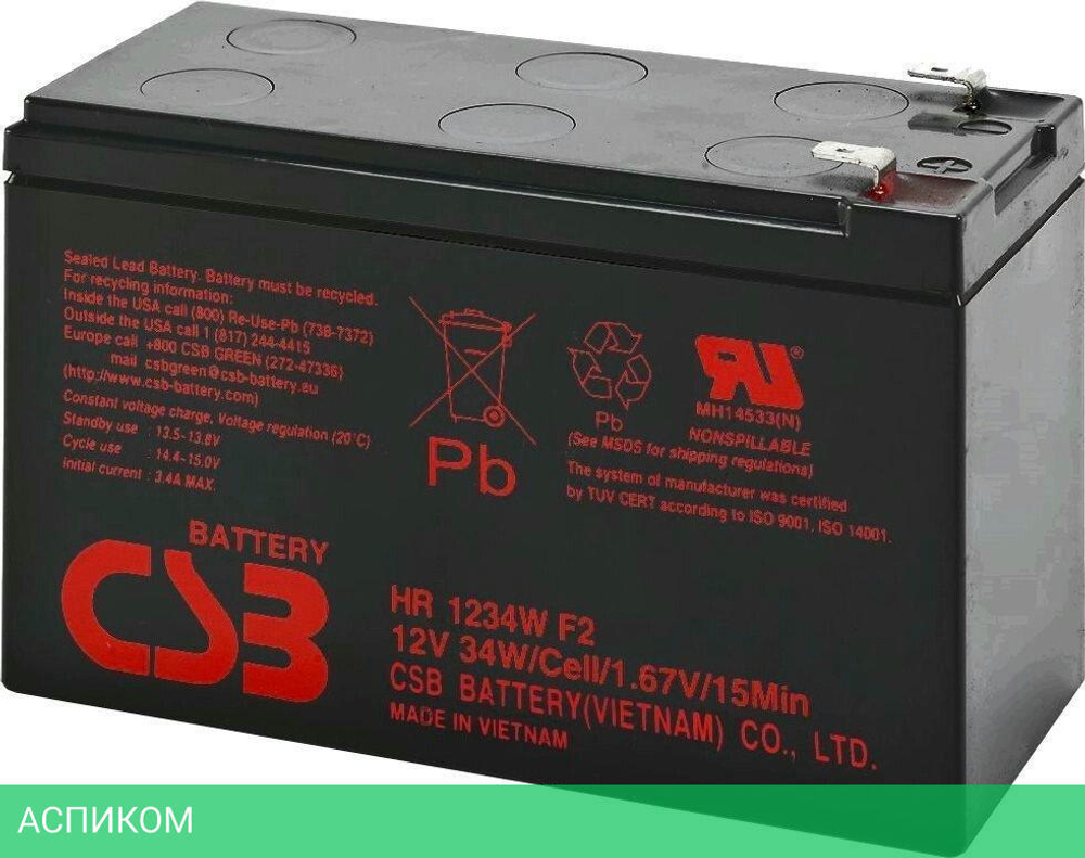 Аккумулятор для ИБП CSB HR1234W F2