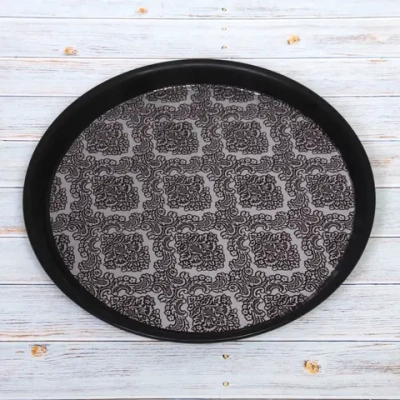 Поднос пластиковый «Роскошь» 29см серебро