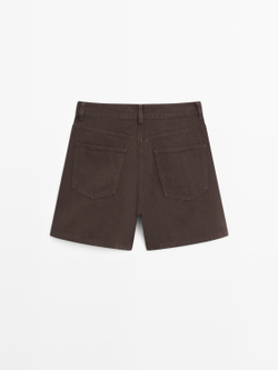 Massimo Dutti Джинсовые шорты со средней посадкой, шоколадный