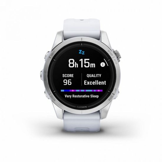 Умные часы Garmin EPIX PRO (Gen 2) Standard Edition 42 мм, серебристый корпус, белый ремешок