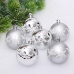 Новогодние шары «Снежный шарм» 6 см (набор 6 шт), Серебро
