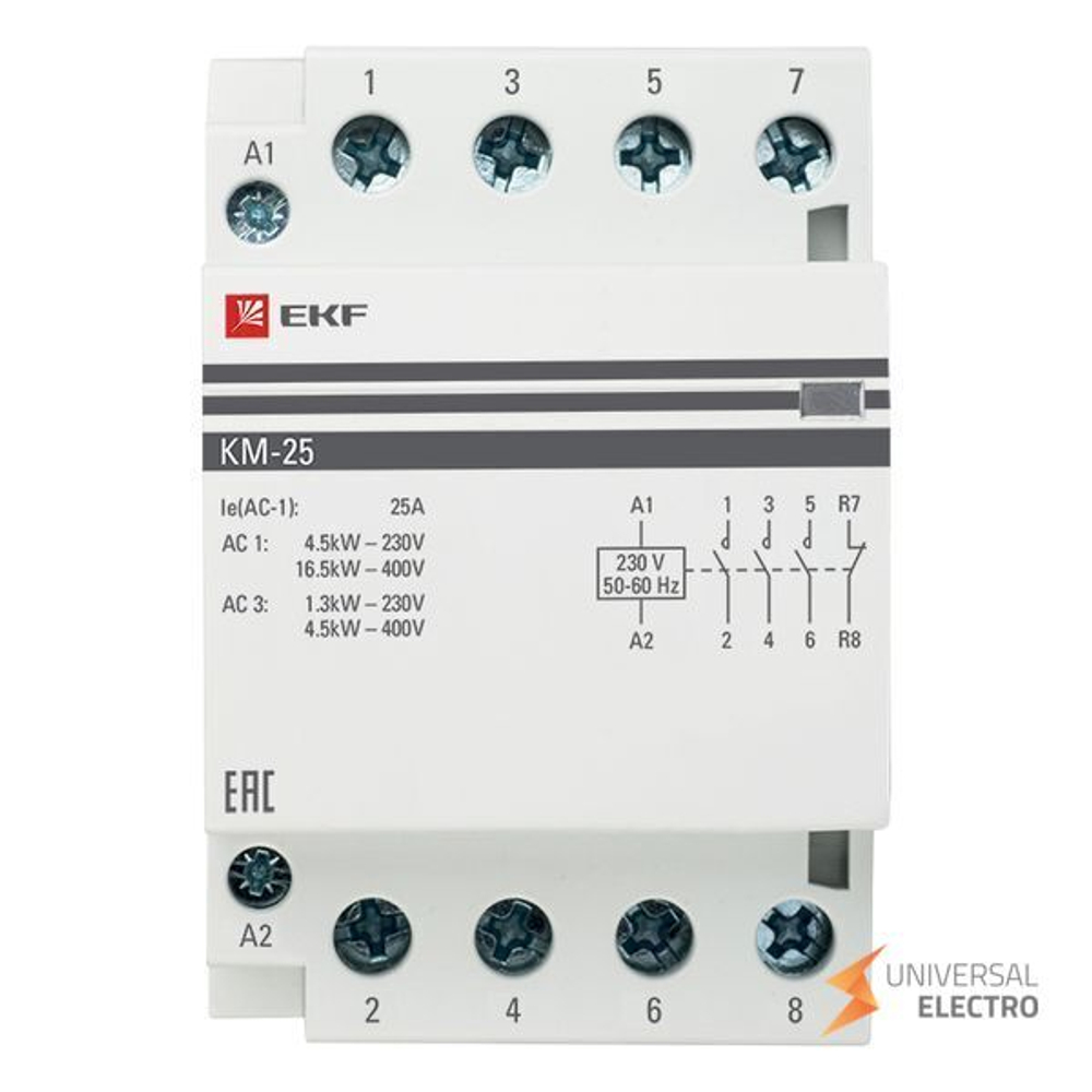Контактор модульный КМ 25А 3NО+NC (3 мод,) EKF PROxima