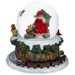 GAEM Фигурка декор в стекл шаре "Санта" (муз с ключ, движ), D 10 см, L15 W15 H15 см