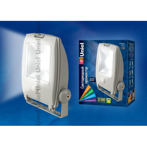 ULF-S22-10W/NW SENSOR IP65 110-240В Прожектор светодиодный с датчиком движения. Корпус серый. Цвет свечения белый. Степень защиты IP65. Картонная упак