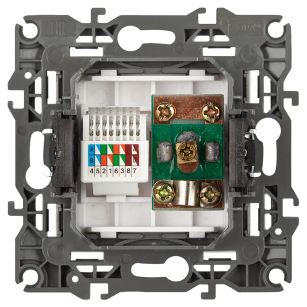 Розетка ЭРА Серия 12 12-3110-16 комбинированная RJ45+TV, титан