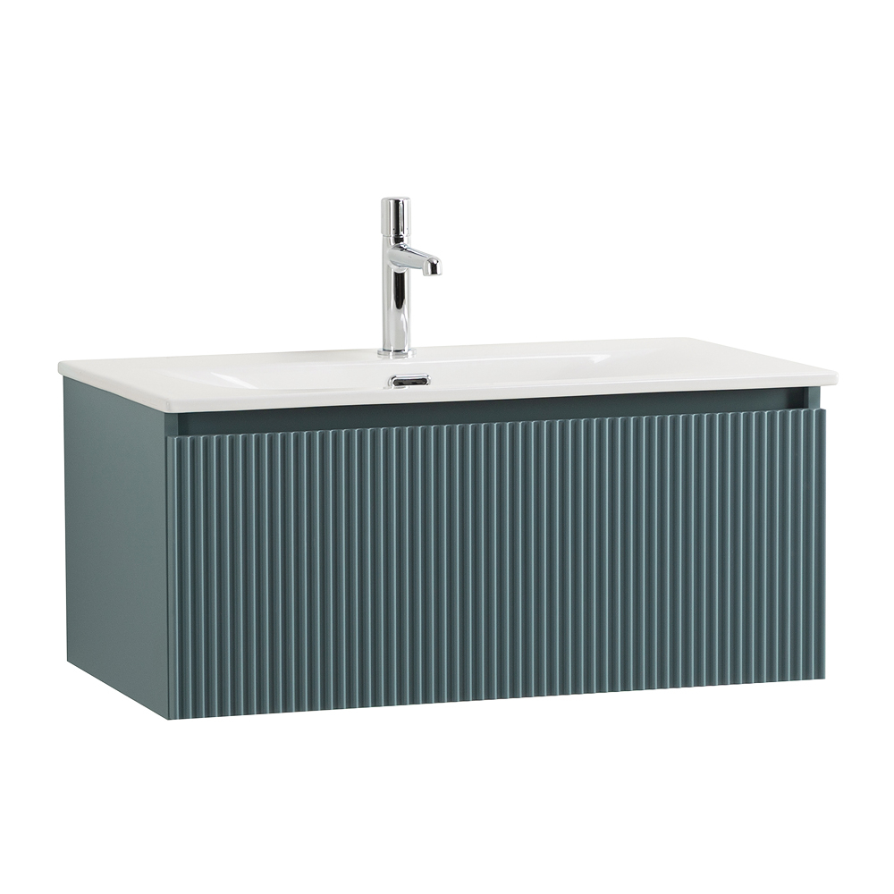 Тумба с раковиной подвесная BelBagno UNO-800-1C-SO-AO Голубой матовый, раковина белая BB-8099-80