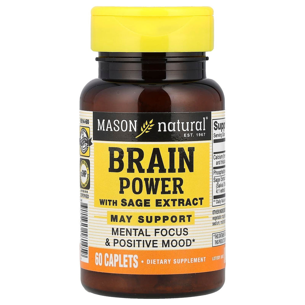 Mason Natural, Сила мозга с экстрактом шалфея, 60 капсул