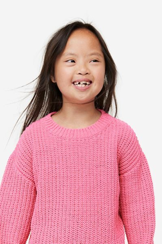 H&M Трикотажный свитер крупной вязки, розовый
