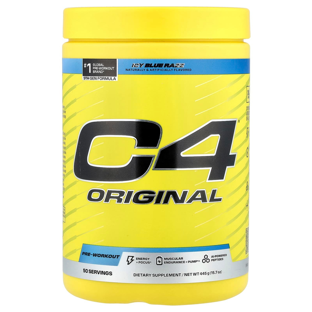 C4 / Cellucor, C4 Original, предтренировочный комплекс, со вкусом голубой малины, 445 г (15,7 унции)