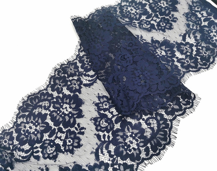 Кружево шантильи с ресничками, 23 см, ночная тень, (1,5 м), купон