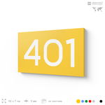 Номер на дверь 401, табличка на дверь для офиса, квартиры, кабинета, аудитории, склада, желтая 120х70 мм, Айдентика Технолоджи