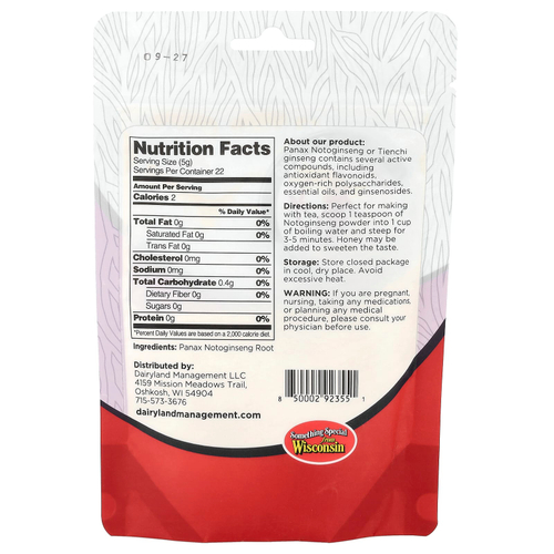 Dairyland Ginseng, Noto Ginseng, порошок, 118 мл (4 унции)