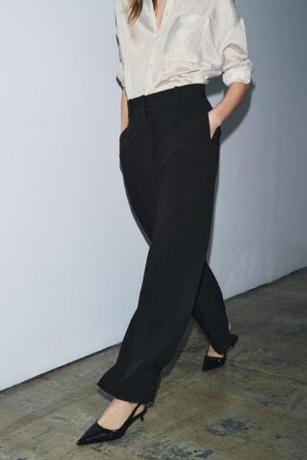 ZARA БРЮКИ БАЛЛОН С ПУГОВИЦАМИ — ZW COLLECTION, ЧЕРНЫЙ