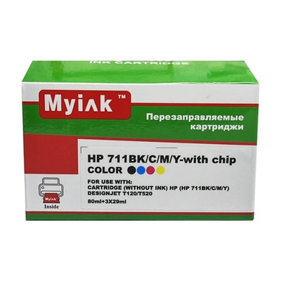 Набор картриджей ПЗК (HP 711BK/C/M/Y) для Designjet T120/T520, with chip, 4шт MyInk