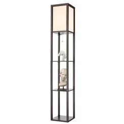 8090/1F COMFI LN25 361 кофейный/белый, дерево/текстиль Торшер Е27 1*60W 220V PRACTIC