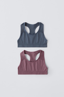 ZARA НАБОР ИЗ ДВУХ ТОПОВ SEAMLESS SPORT, РАЗНОЦВЕТНЫЙ