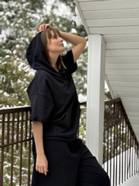 Худи с коротким рукавом синий / унисекс / петля