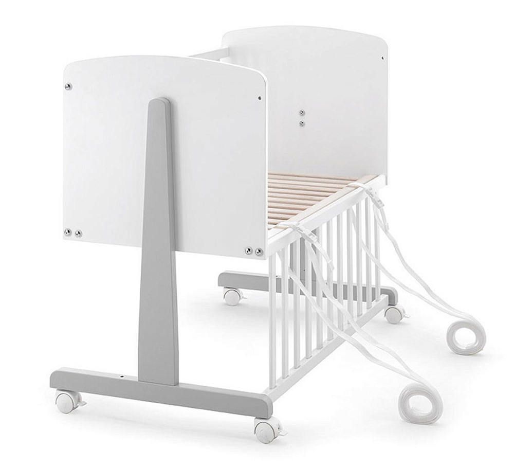 Колыбель Erbesi Ninna и комплект постельного белья Stelline Звездочки белый/серый