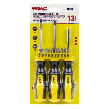 Набор отверток и бит 13пр.(SL,PH,PZ)в блистере WMC TOOLS WMC-1013