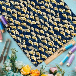 Ткань премиум таффета золотые волны