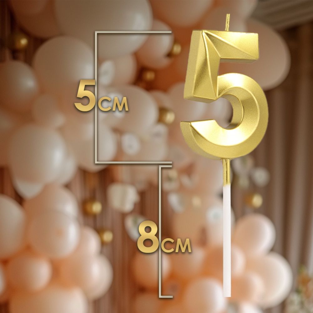 Свеча в торт на шпажке «Грань», цифра &quot;5&quot; ,золотая, 5 см