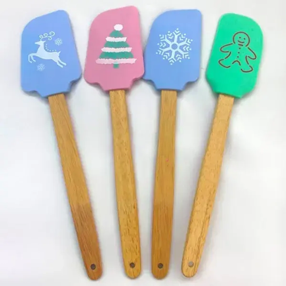 Лопатка силиконовая «Новогодняя» 29,5*7см, микс рисунков