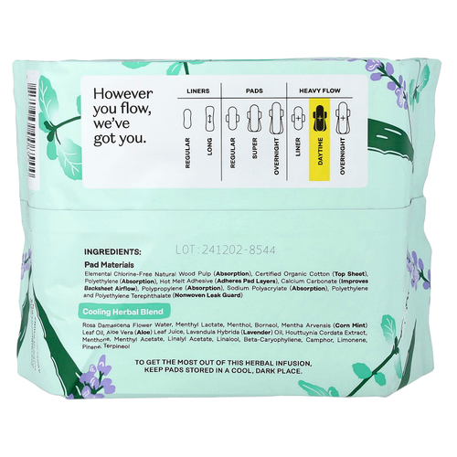 The Honey Pot Company, дневные прокладки с крылышками из 100% органического хлопка, плотные, 16 шт.