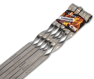 Шампура 6 шт. 60х1 см. из хромированной стали СКАУТ 0730 в спайке