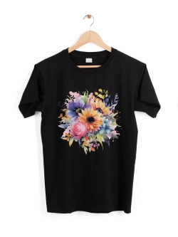 Футболка женская больших размеров с рисунком цветы