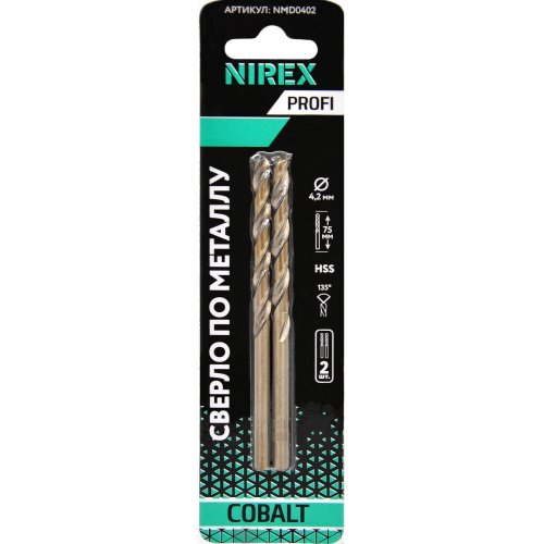 Сверло NIREX Profi по металлу Cobalt 4,2*75 мм NMD0402 (2шт в упак)