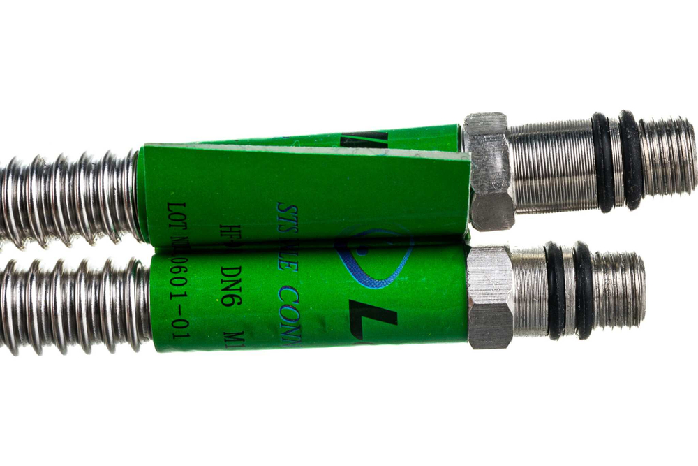 HF-C800L (2шт/компл.), подводки из нерж. гофр.трубы д/смесителя 1/2"*М10 гайка-штуцер