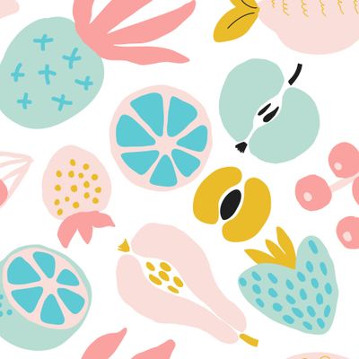 Милые фрукты в нежных пастельных цветах