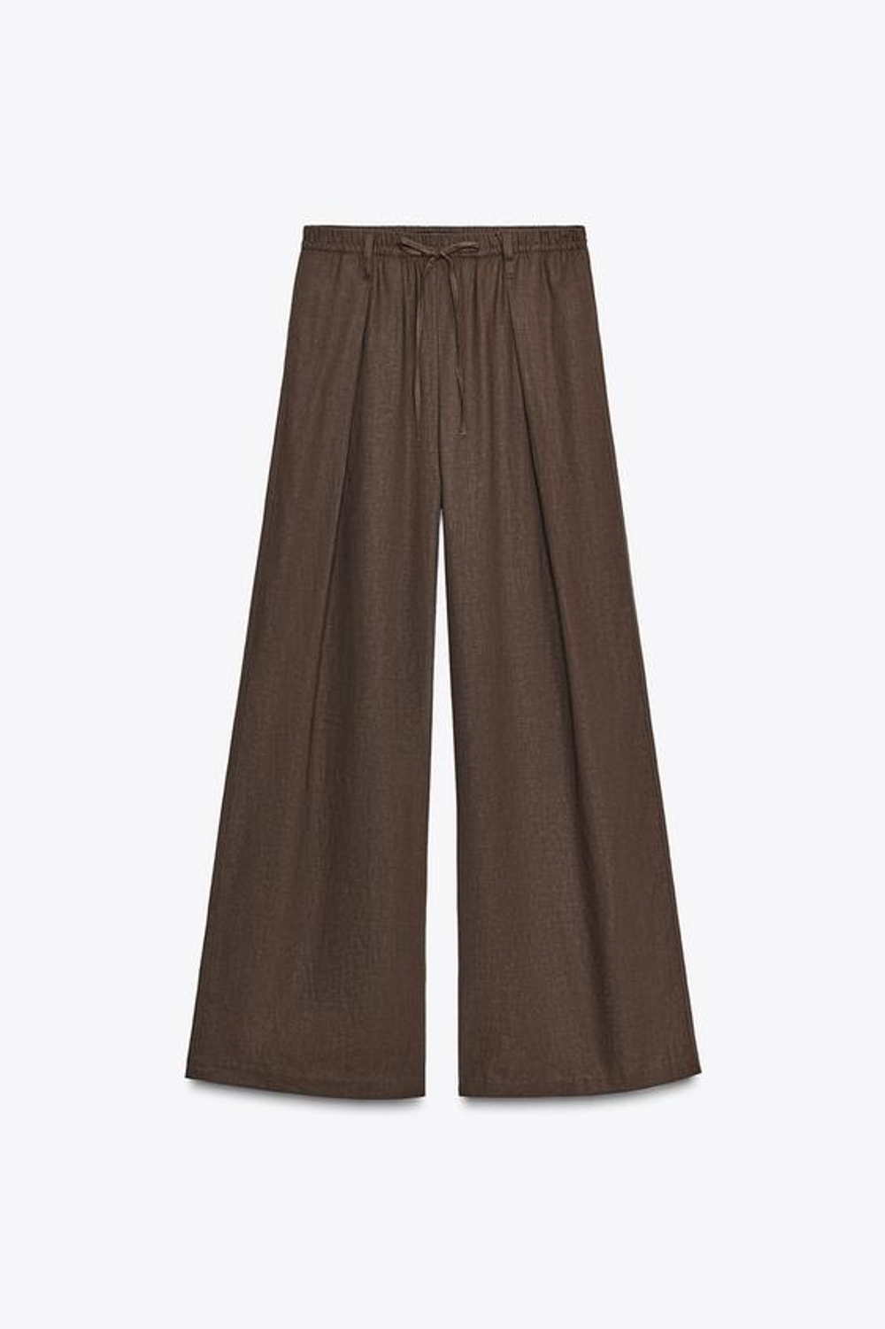 ZARA БРЮКИ ИЗ ЛЬНА, КОРИЧНЕВЫЙ