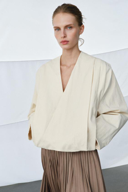 ZARA ПЛИССИРОВАННЫЕ ОБЪЕМНЫЕ БРЮКИ — ZW COLLECTION, КОРИЧНЕВЫЙ