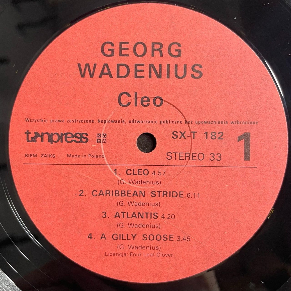 Винтажная виниловая пластинка LP Georg Wadenius Cleo (Польша 1990)