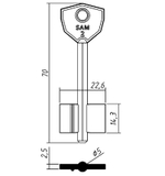 Заготовка сувальдного ключа 10707 SAM2D
