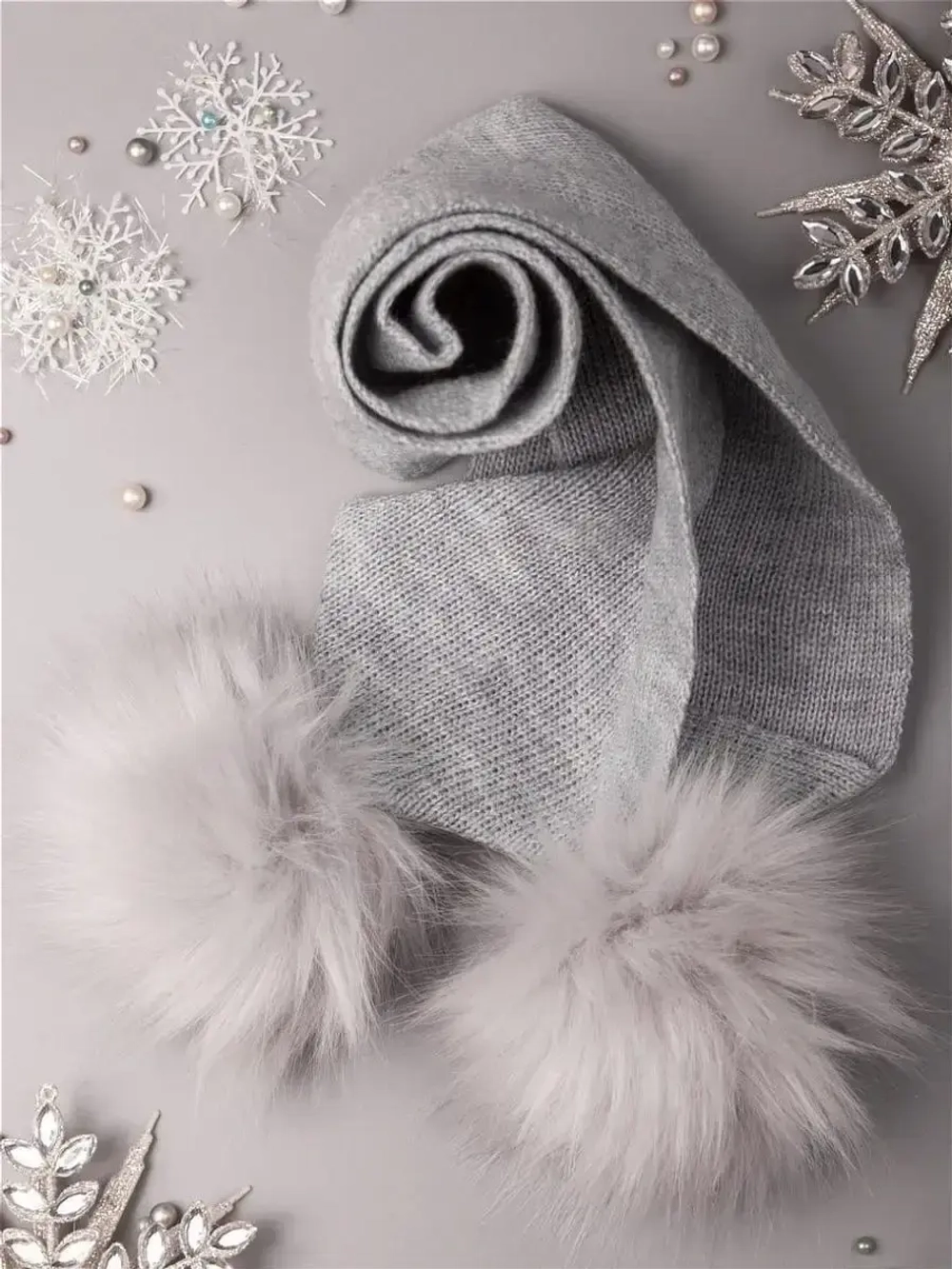 Шарф зимний вязаный с помпонами для детей