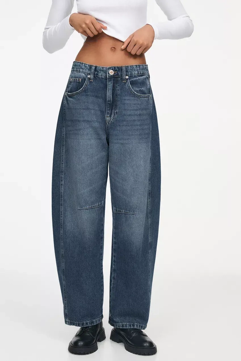 PULL&BEAR ДЖИНСЫ BALLOON, СИНИЙ