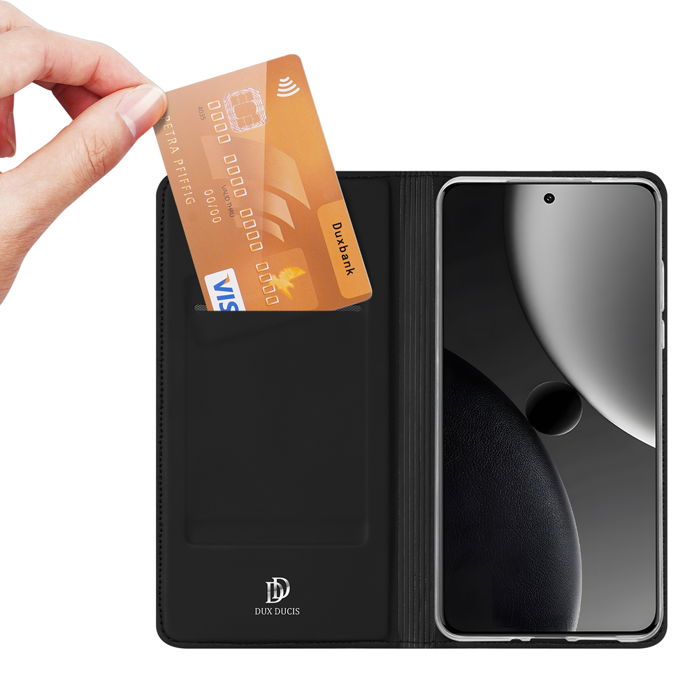 Чехол книжка из PU кожи черного цвета от Dux Ducis для Xiaomi 15 Ultra, серия Skin Pro Series Case
