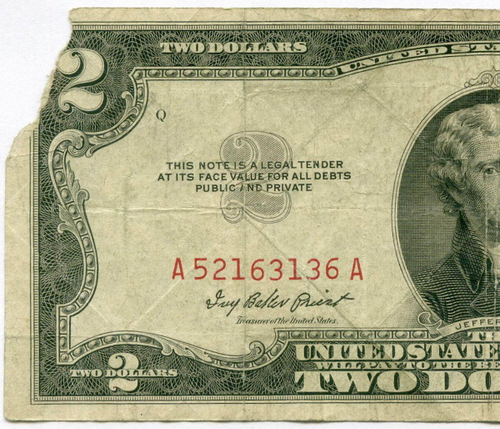 Банкнота США 2 доллара 1953A A 52163136 A. G