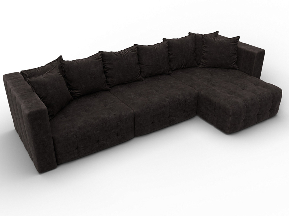 Диван угловой Лига-052 НПБ Лонг угол универсальный, BRUT 17 ВЕЛЮР коричневый