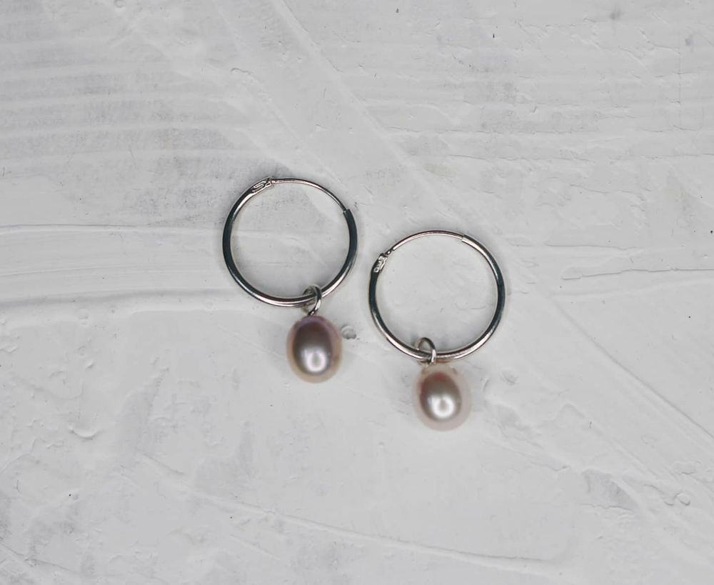 Серьги конго с белым жемчугом