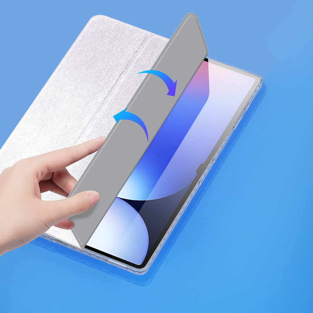 Чехол книжка фиолетового цвета от Dux Ducis для Samsung Galaxy Tab S9 Ultra, Tab S10 Ultra и Tab S8 Ultra, серия Unid Series Case, с держателем стилуса и функцией автоматического перехода в спящий режим