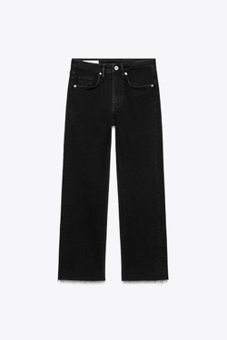 ZARA ДЖИНСЫ TRF CROPPED FLARE С ВЫСОКОЙ ПОСАДКОЙ, ЧЕРНЫЙ
