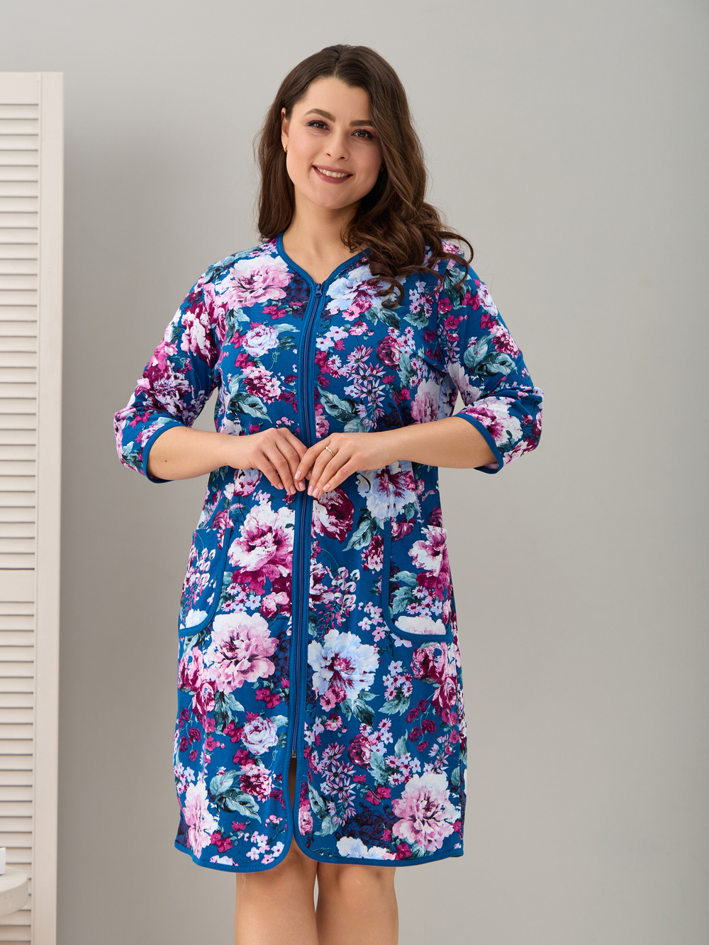 Халат Х-262/индиго-цветущийсад