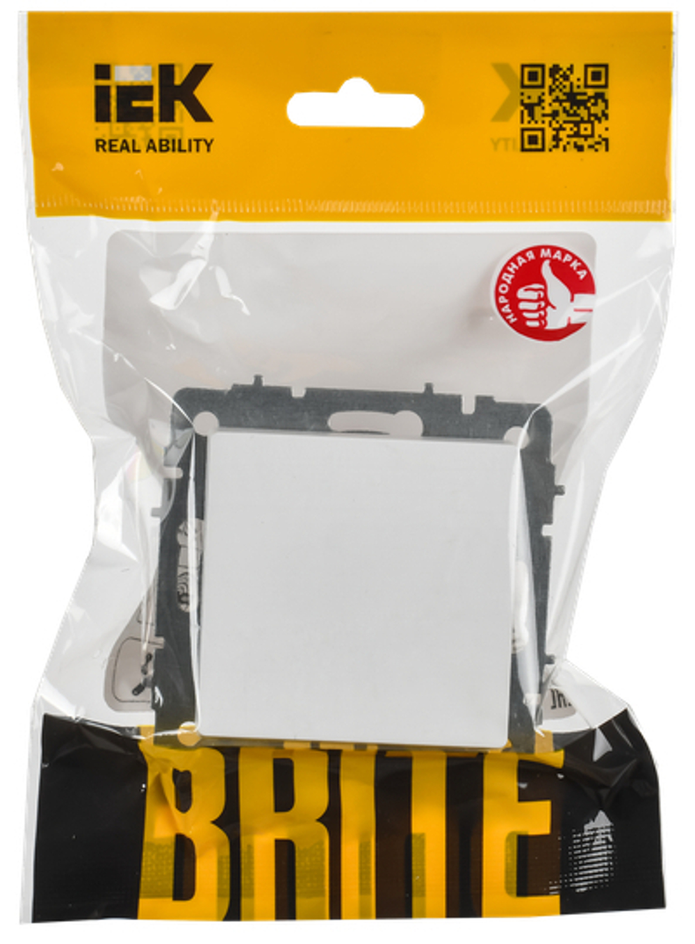 BRITE Выключатель 1-клавишный проходной 10А ВС10-1-6-БрАБ арктический белый IEK