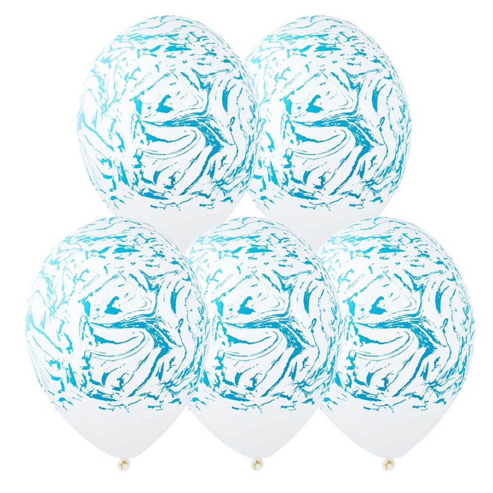 Шар латексный 35см Мрамор (Белый)