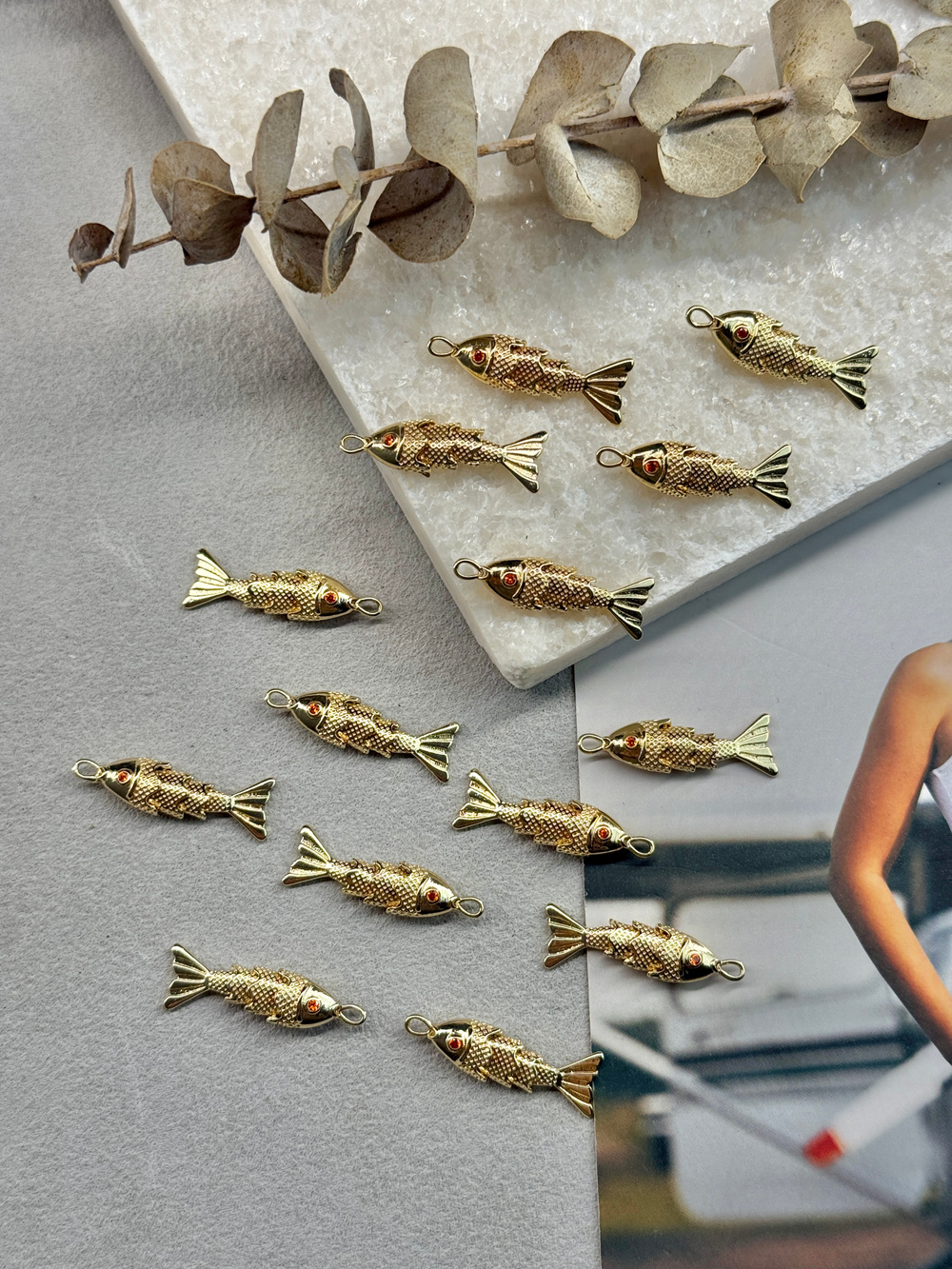 Подвеска "Рыба" 27*9 мм, позолота 14к